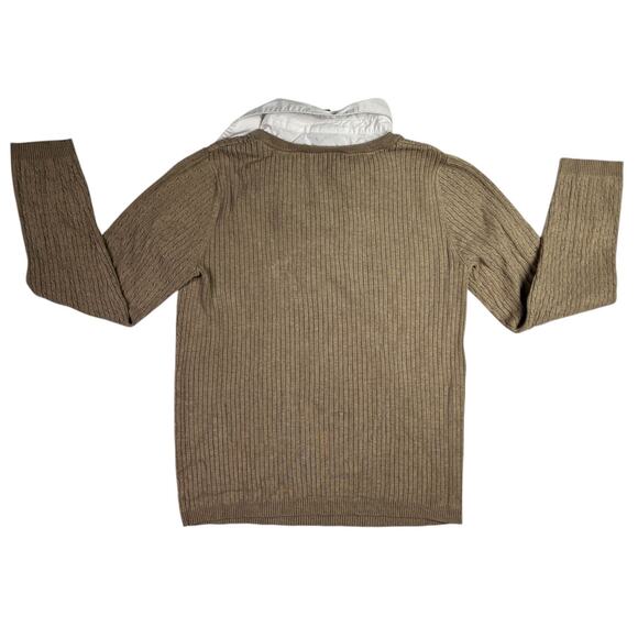 Lane Bryant Faux Layered Long Sleeve Collar Sweater V Neck Plus Size 14/16 Beige - Picture 7 of 12